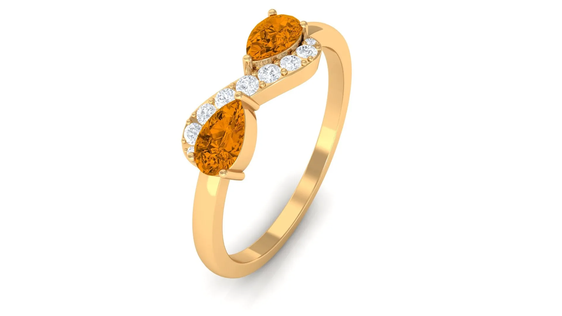 0.50 CT Pear Cut Citrine Infinity Promise Ring with Diamond