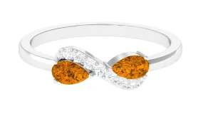 0.50 CT Pear Cut Citrine Infinity Promise Ring with Diamond