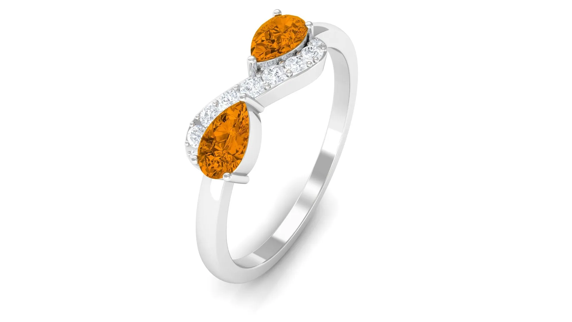 0.50 CT Pear Cut Citrine Infinity Promise Ring with Diamond