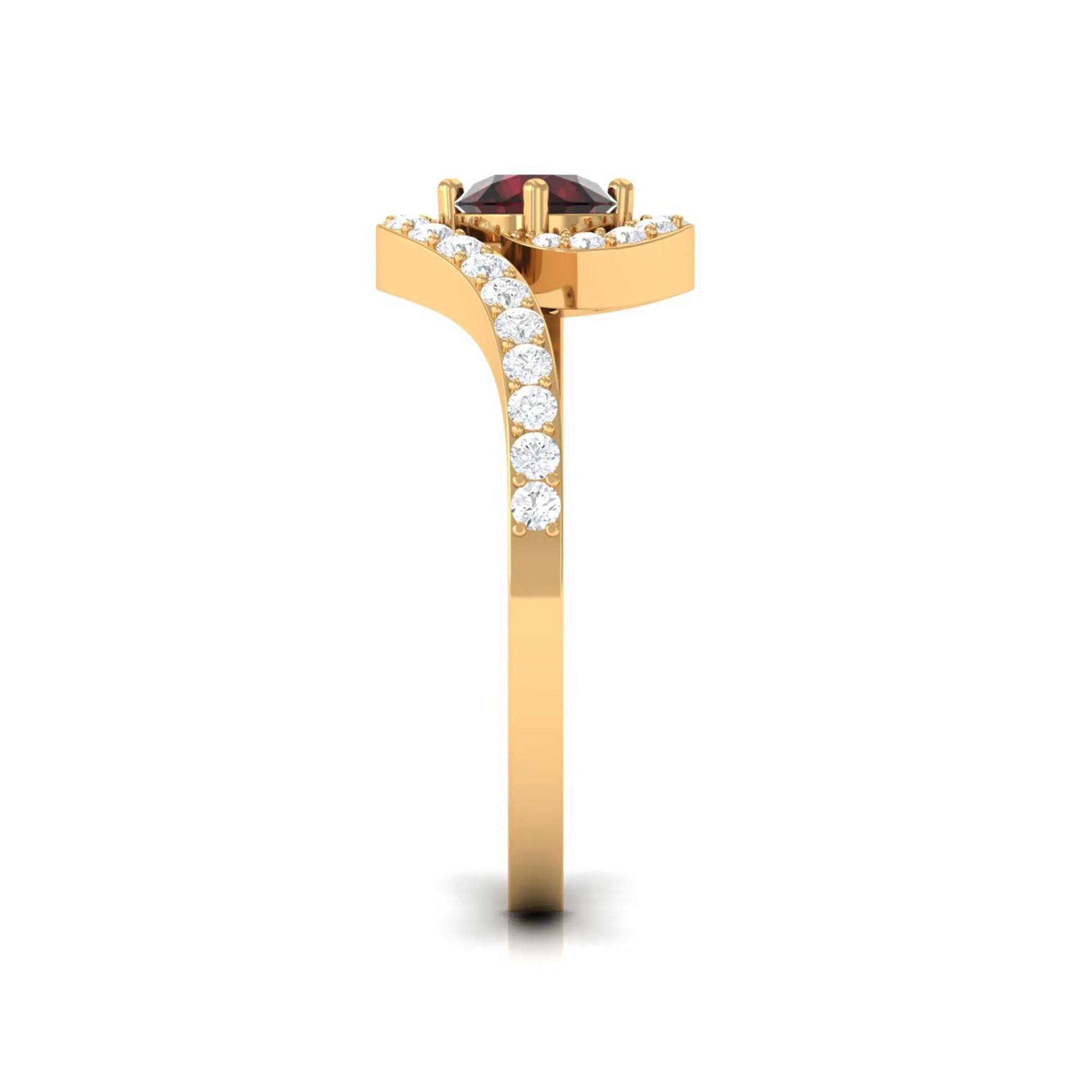 1 Carat Bypass Shank Garnet and Diamond Engagement Ring