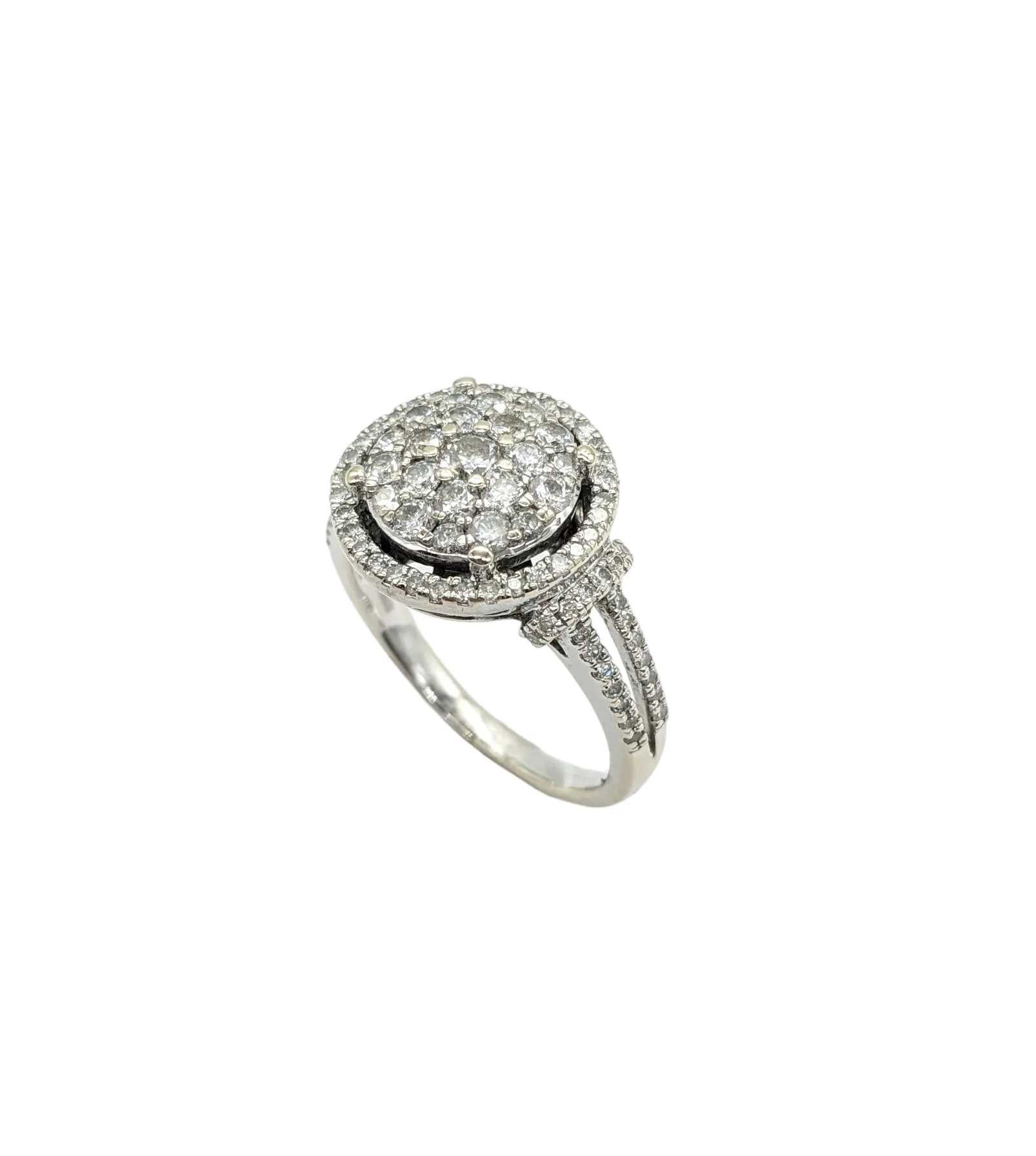 1 Carat Total Weight Diamond Halo Cluster Ring