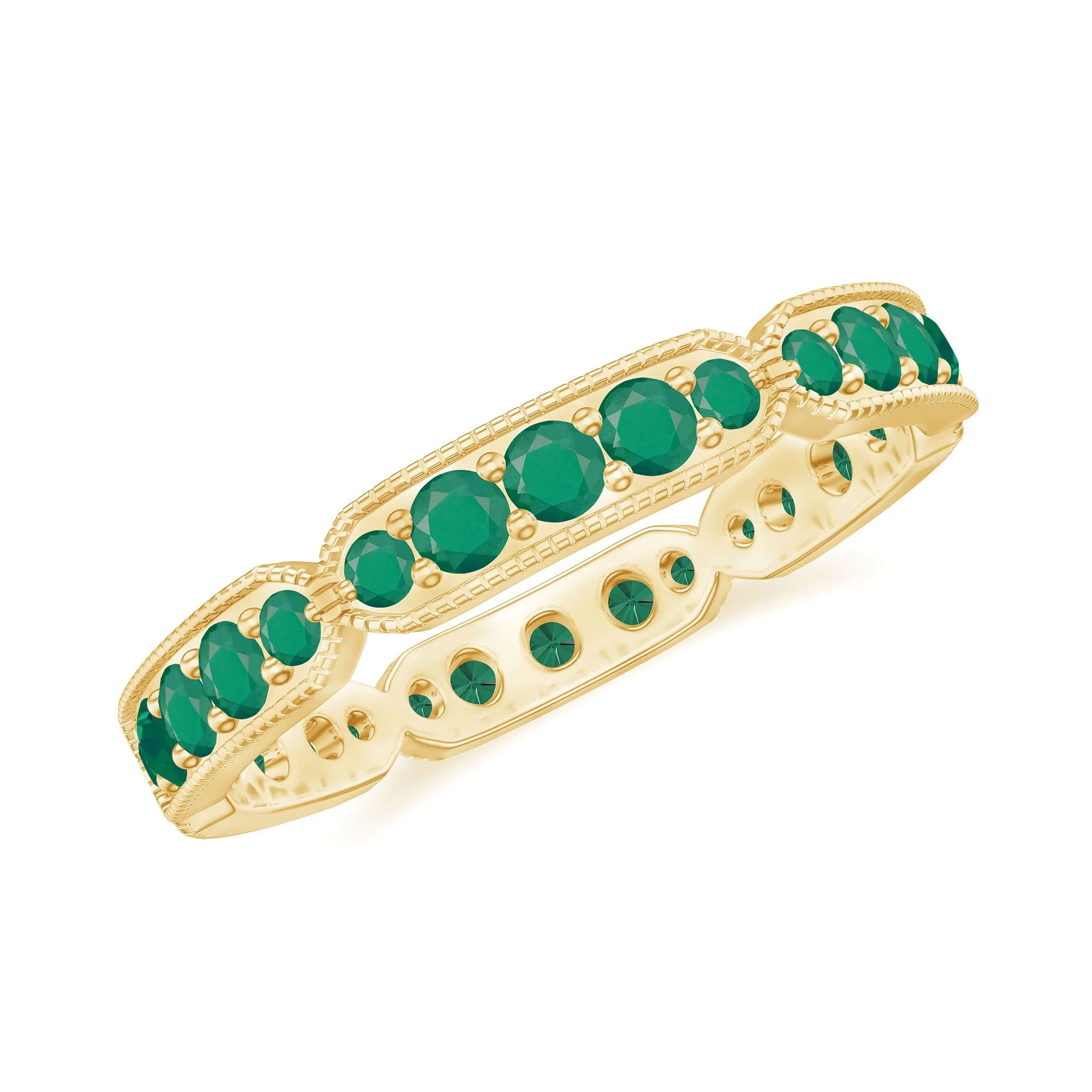 1 CT Emerald Eternity Ring in Pin Point Setting for Women