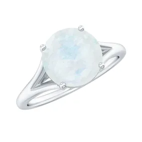 1 CT Natural Moonstone Solitaire Ring with Surprise Diamond