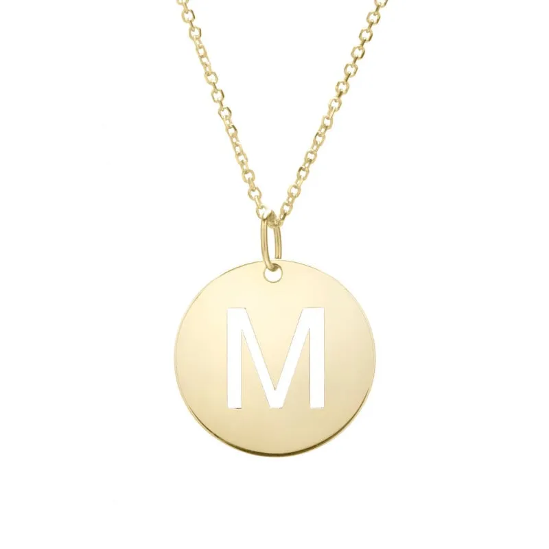 14k Disc Pendant Initial Series - ALL LETTERS