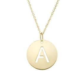 14k Disc Pendant Initial Series - ALL LETTERS