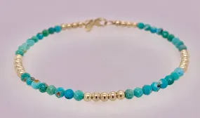 14K Gold & Turquoise Bead Bracelet