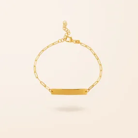 14K Gold Engravable ID Bar Paper Clip Bracelet