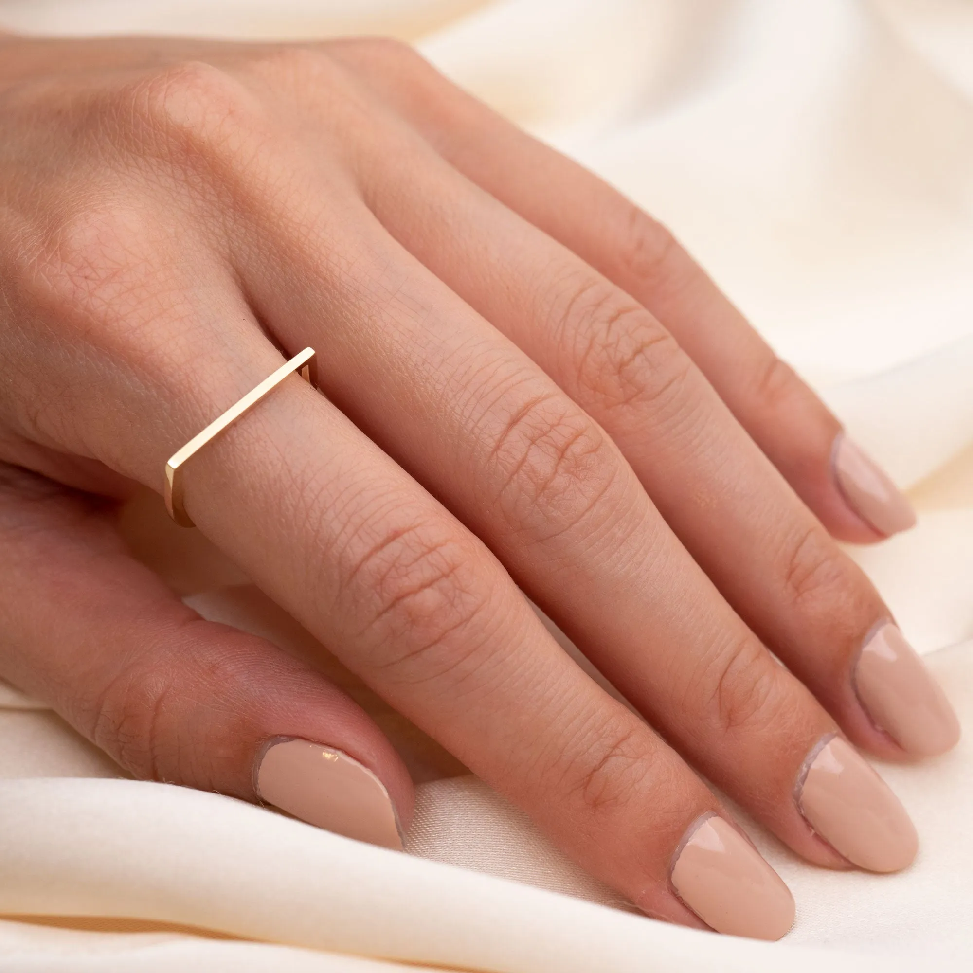 14k Gold Flat Bar Ring