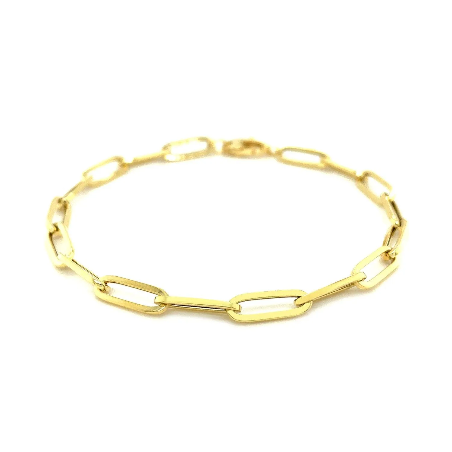 14K Yellow Gold Bold Paperclip Chain Bracelet