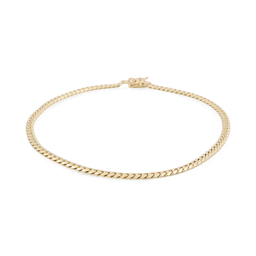 14K Yellow Gold Women's Fashion Cuban Link Ankle Bracelet