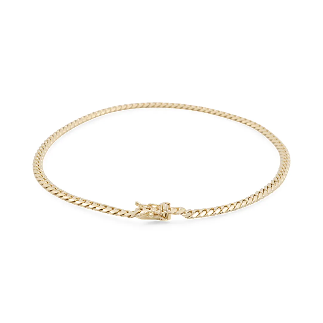 14K Yellow Gold Women's Fashion Cuban Link Ankle Bracelet