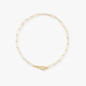 14K Yellow Paper Clip Chain Bracelet