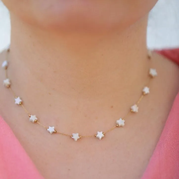 18k Gold Filled Shell Star Necklace - Necklace with STARS - Custom Necklace