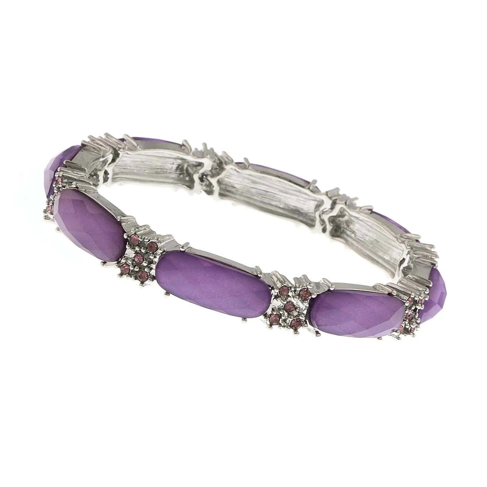 2028 Jewelry Oblong Stone And Crystal Accent Slim Stretch Bracelet