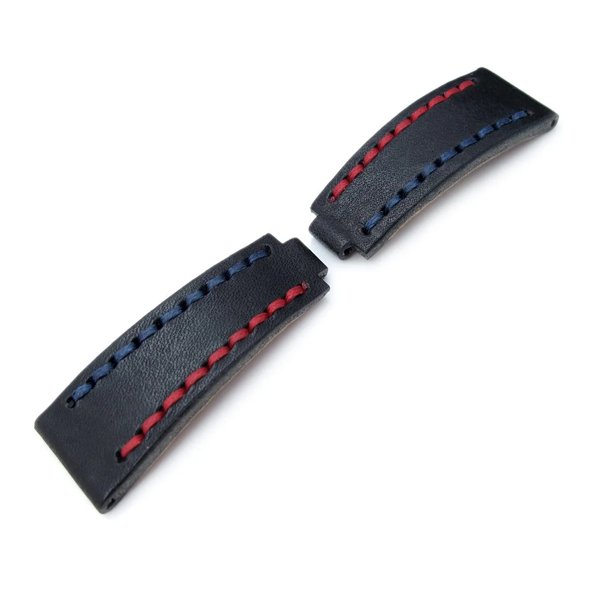 20mm MiLTAT RX 'X' Collection Watch Strap, NERO Black Genuine Calf, Red   Navy Blue St. Tailor-made for RX SUB & Explo