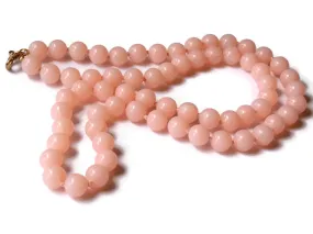 23 Inch Vintage Hand Knotted Pink Bead Necklace