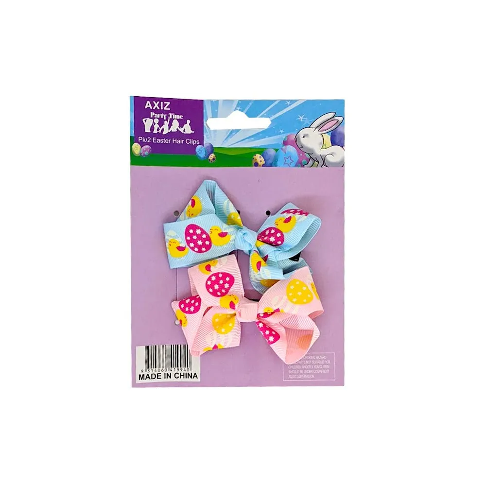 2pk Easter Design Hair Bows with Clips