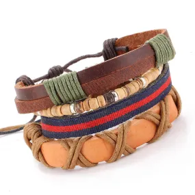 4 PCS/SET Vintage Leather Bracelet