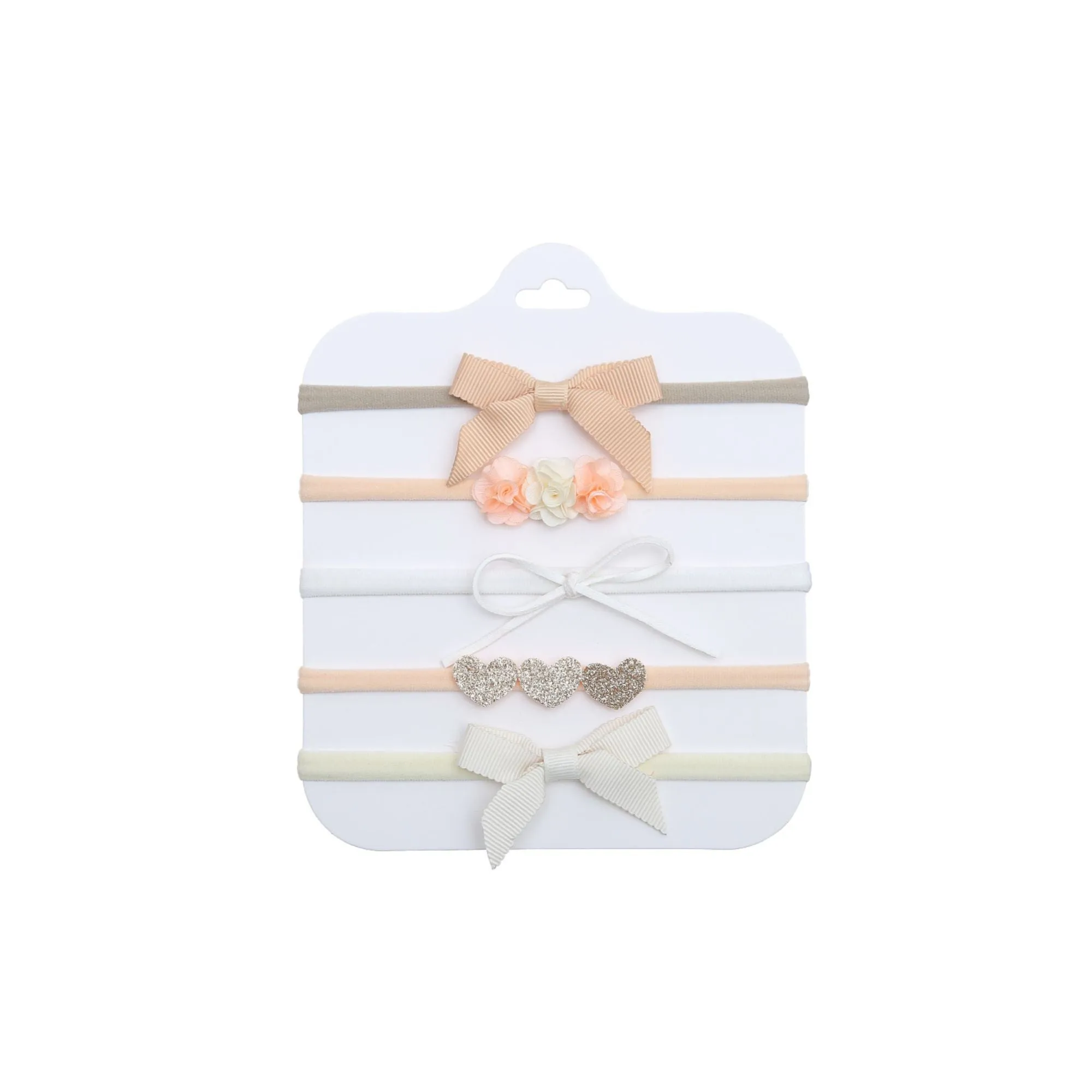 5-Piece Assorted Tiny Headband Set in Peachy Keen