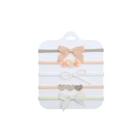 5-Piece Assorted Tiny Headband Set in Peachy Keen