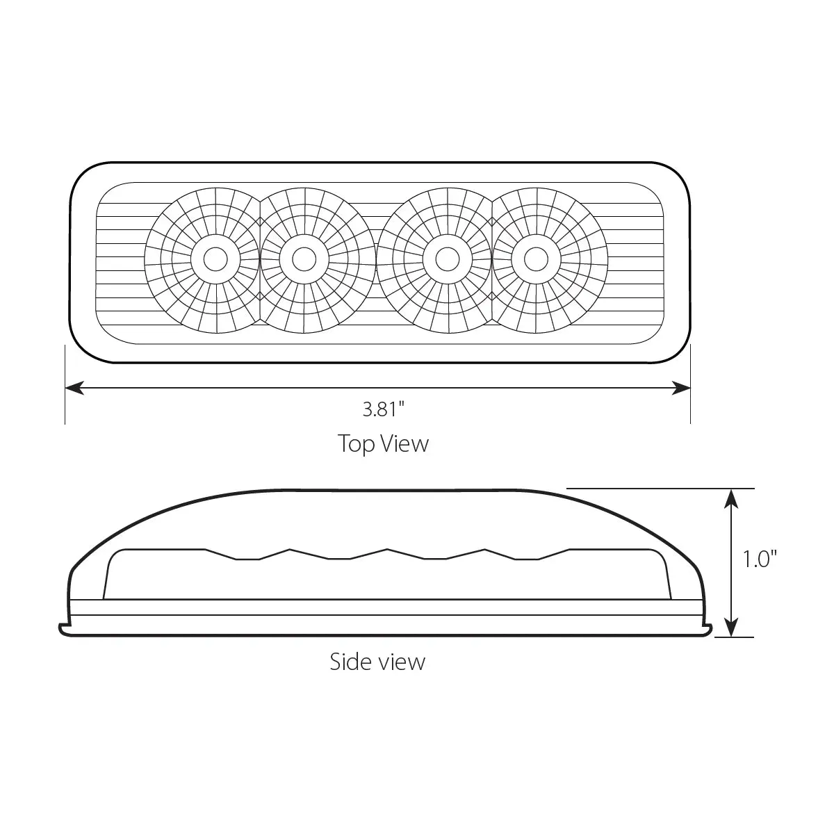 77960 RECT. SPYDER AMBER 4 LED LIGHT AMBER LENS