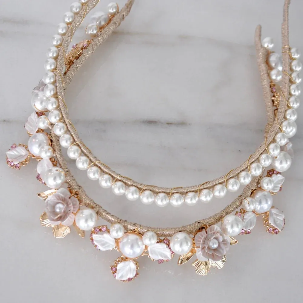 A'el Este - Aubrey - Bridal Pearl Headband - Gold