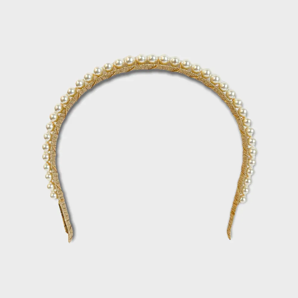 A'el Este - Aubrey - Bridal Pearl Headband - Gold