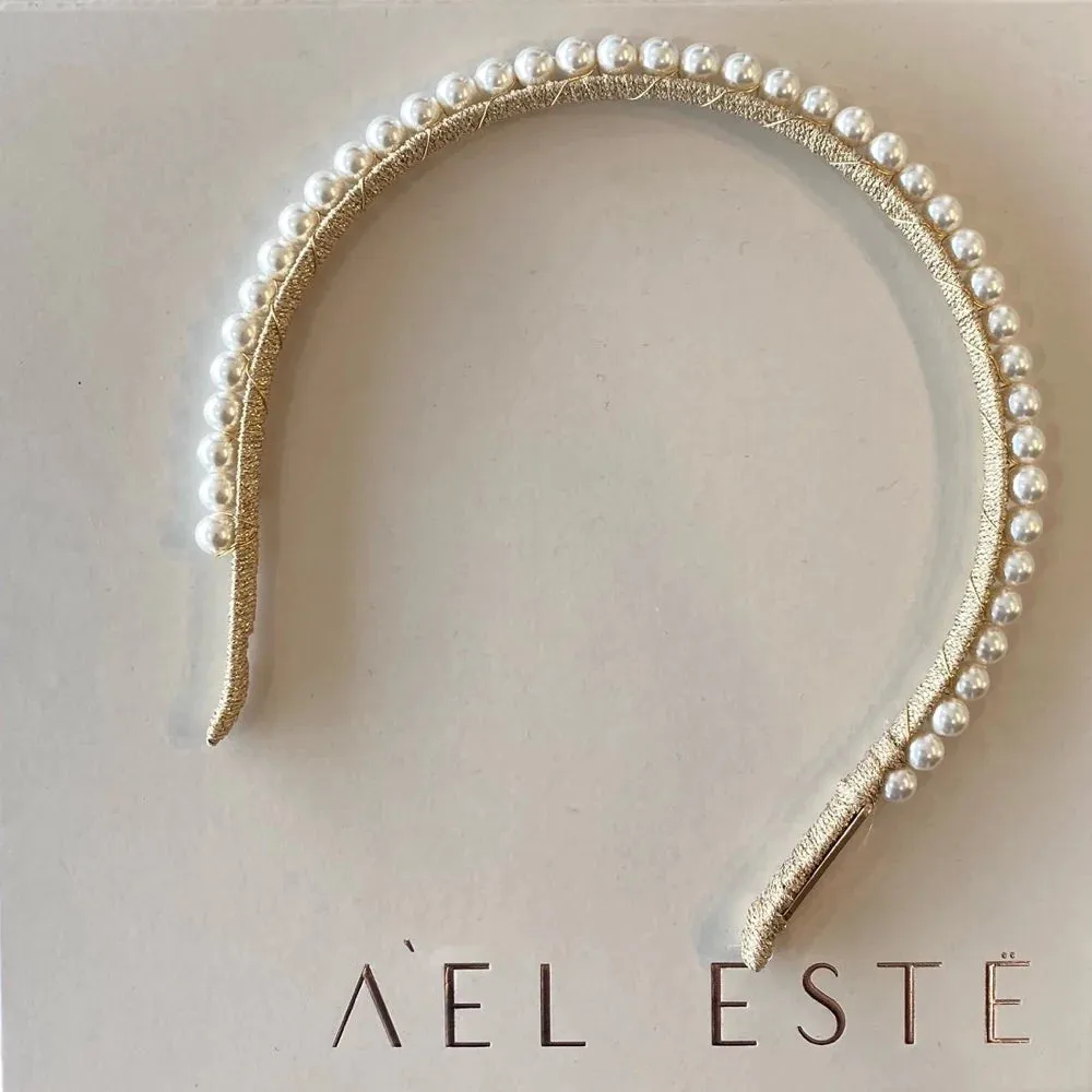 A'el Este - Aubrey - Bridal Pearl Headband - Gold