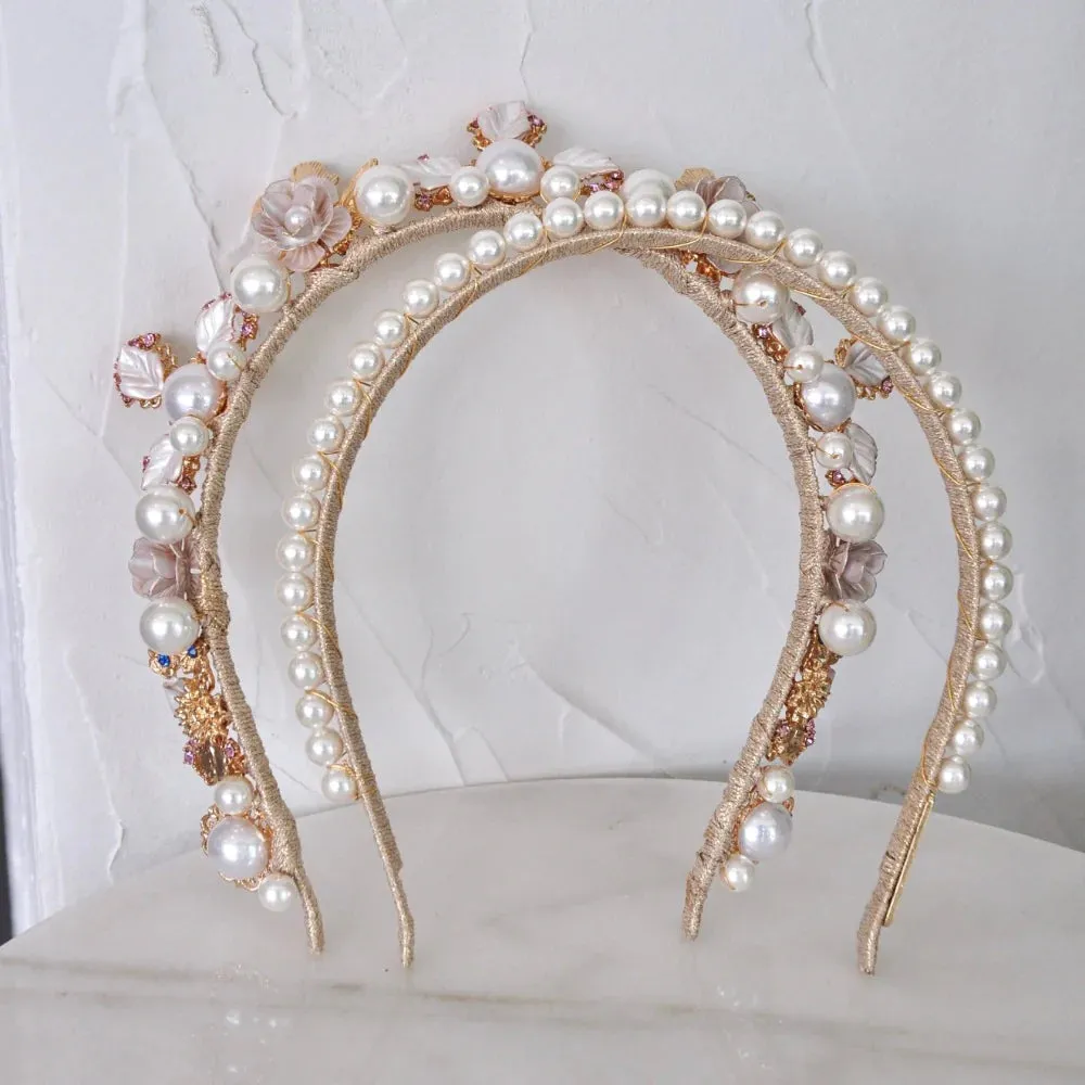 A'el Este - Aubrey - Bridal Pearl Headband - Gold