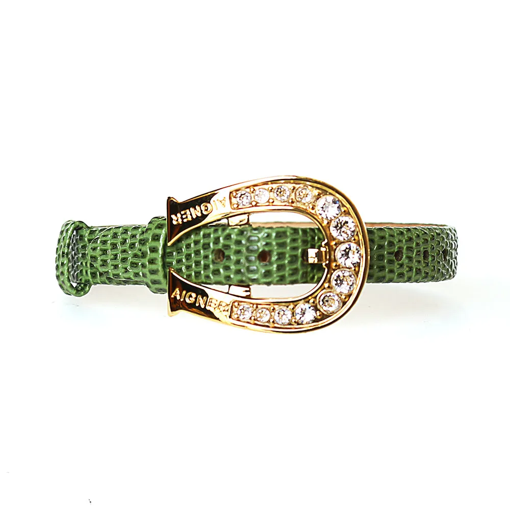 Aigner Leather Bracelet With Swarovski Stones