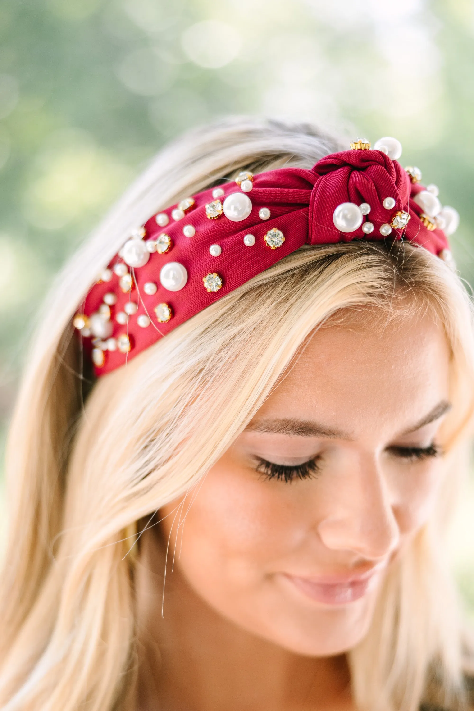 All In Maroon Embellished Headband