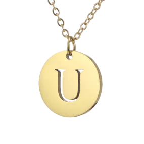 Alphabet Necklace Gold Plated - Letter U