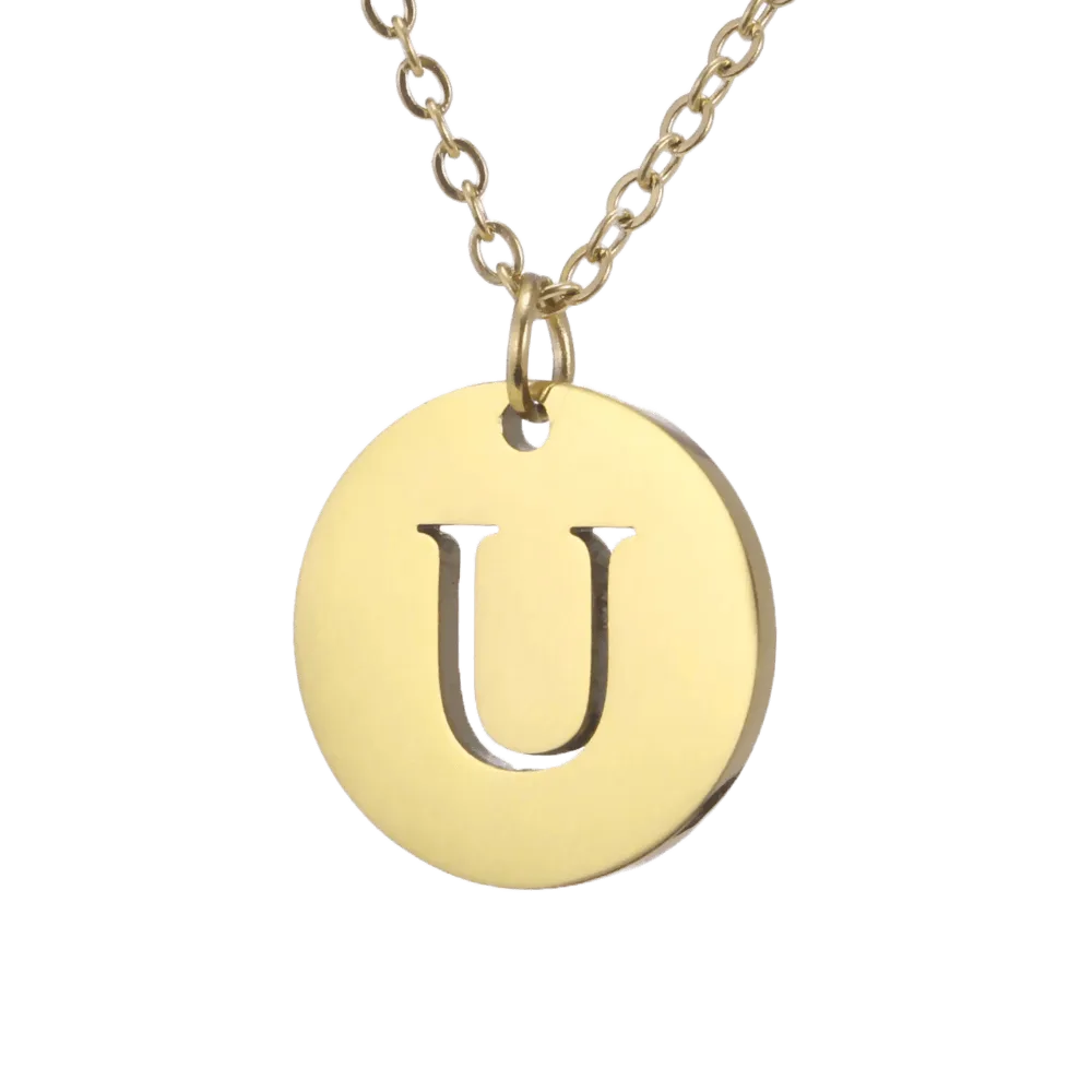 Alphabet Necklace Gold Plated - Letter U