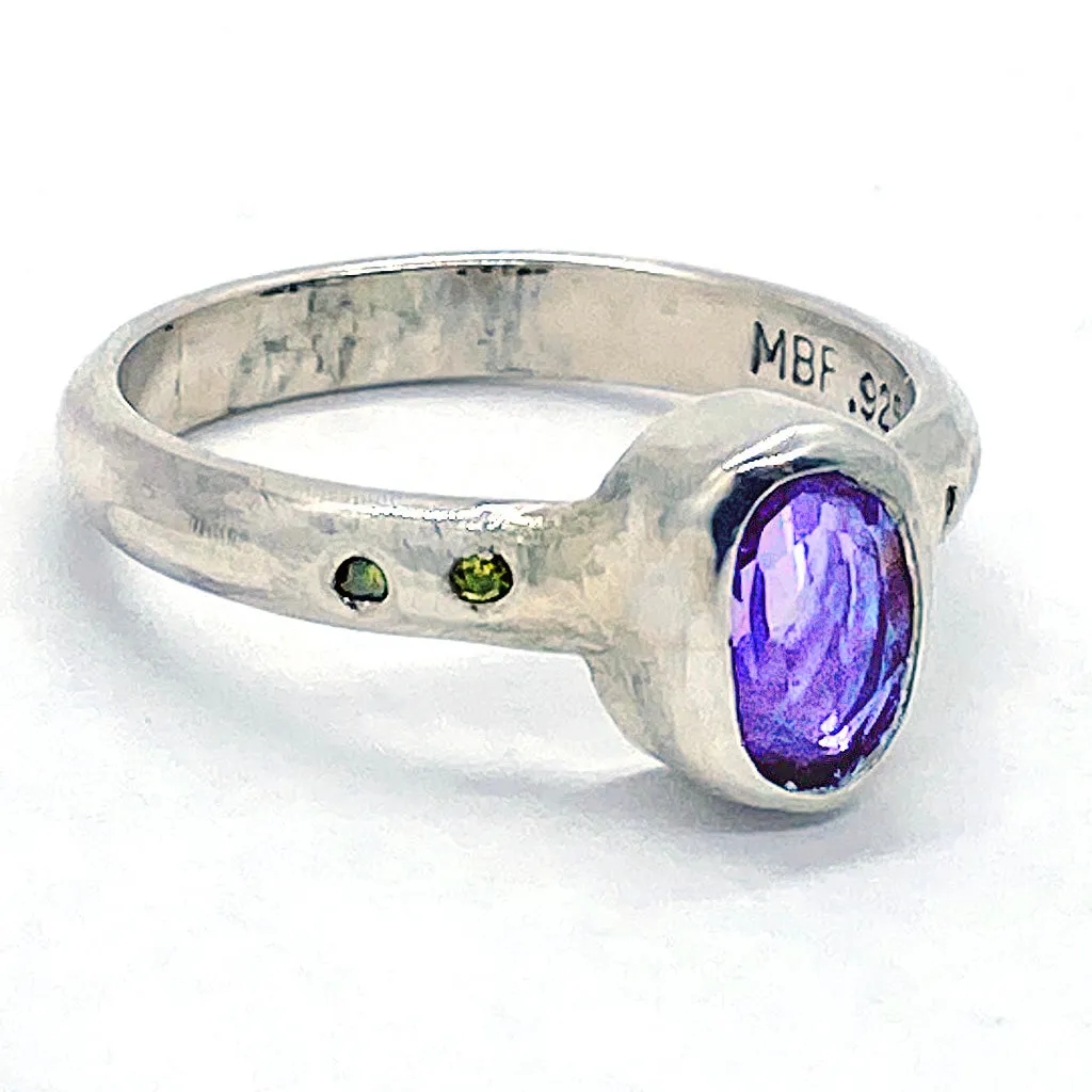 Amethyst & Lemon Diamonds Ring (size 7 1/2)