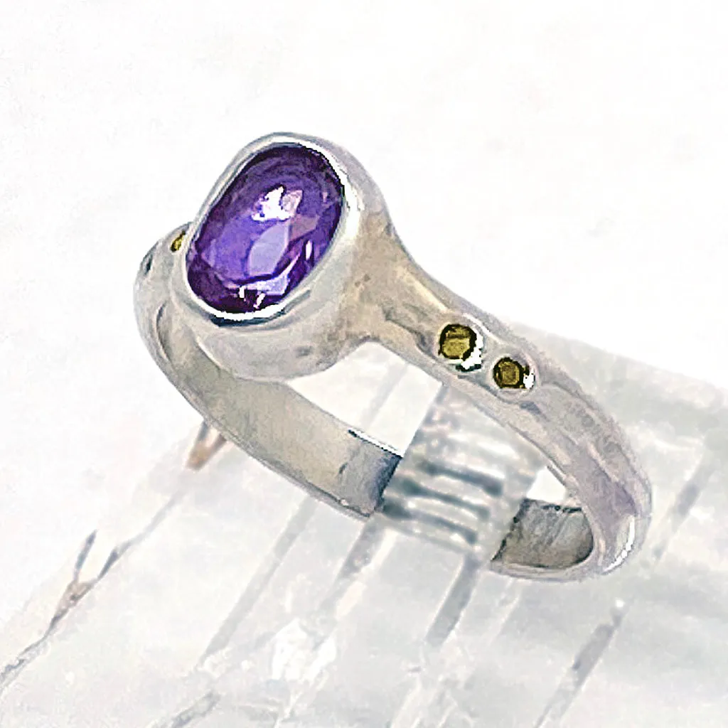 Amethyst & Lemon Diamonds Ring (size 7 1/2)