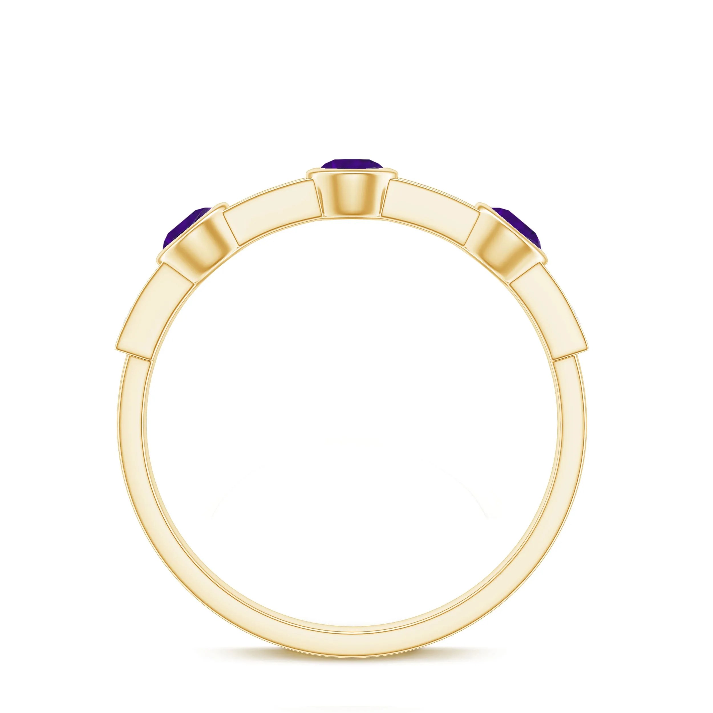 Amethyst and Diamond Minimal Half Eternity Ring