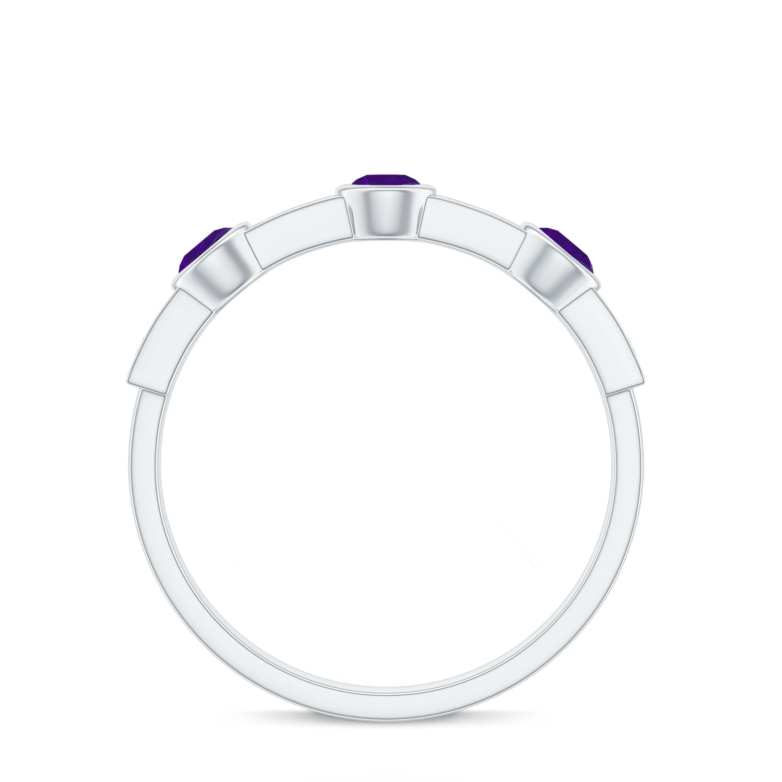 Amethyst and Diamond Minimal Half Eternity Ring