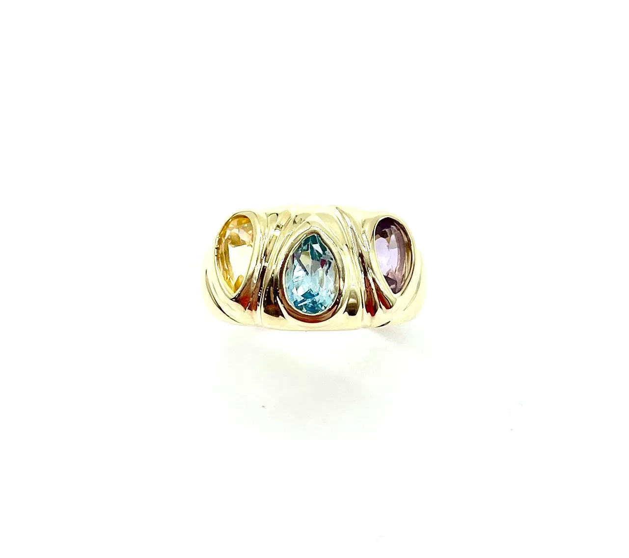 Amethyst, Blue Topaz and Citrine Ring