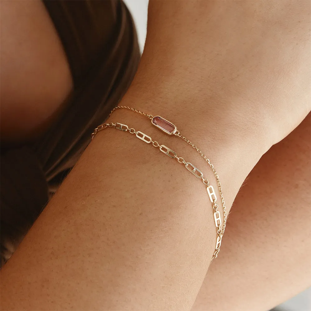 Anchor Paperclip Chain Bracelet in 10k Gold