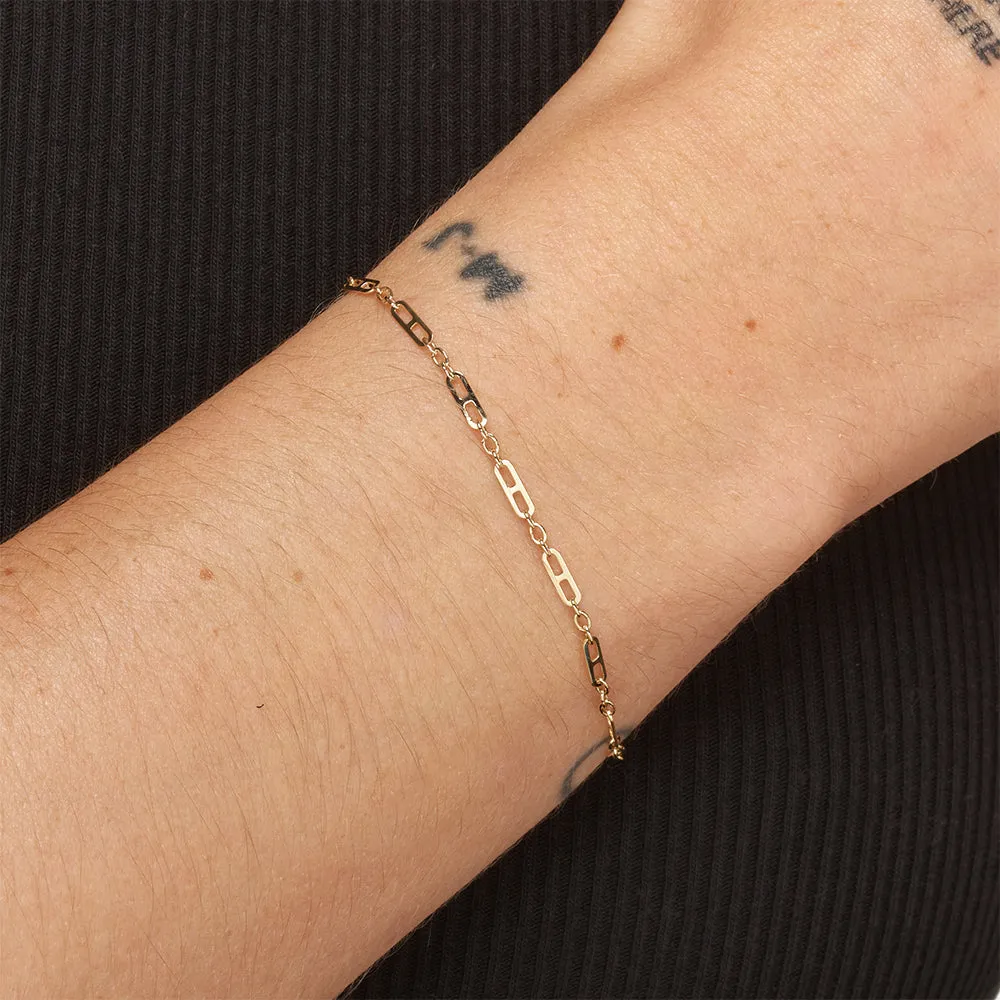 Anchor Paperclip Chain Bracelet in 10k Gold