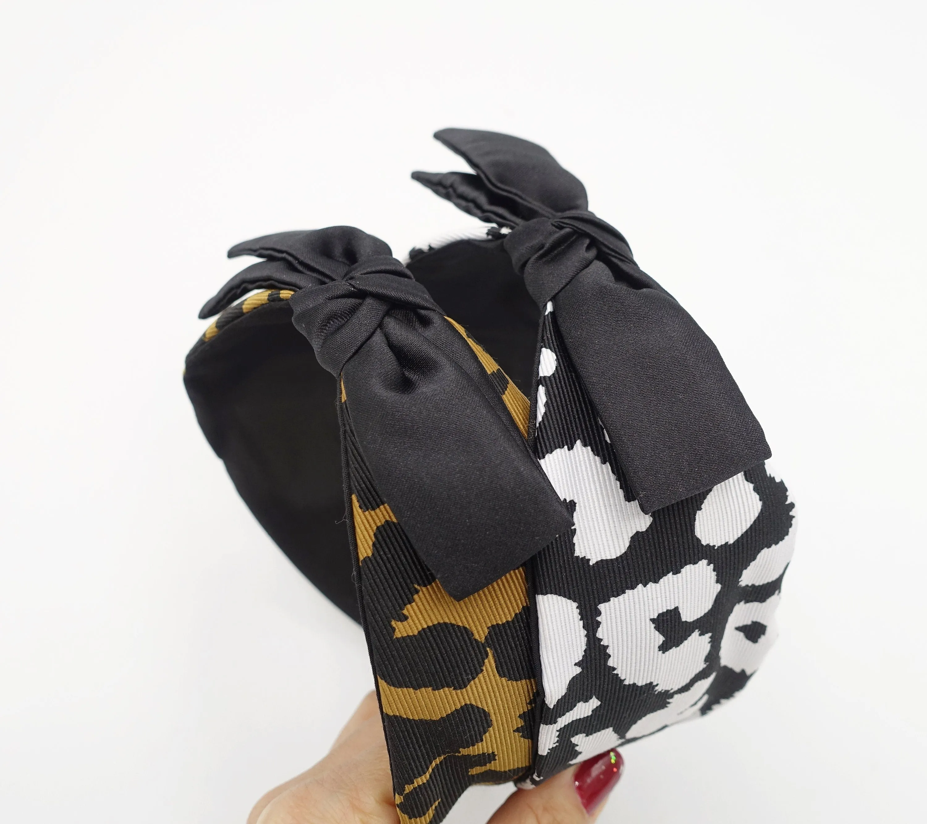 animal print grosgrain bow knot headband hair accessory for women