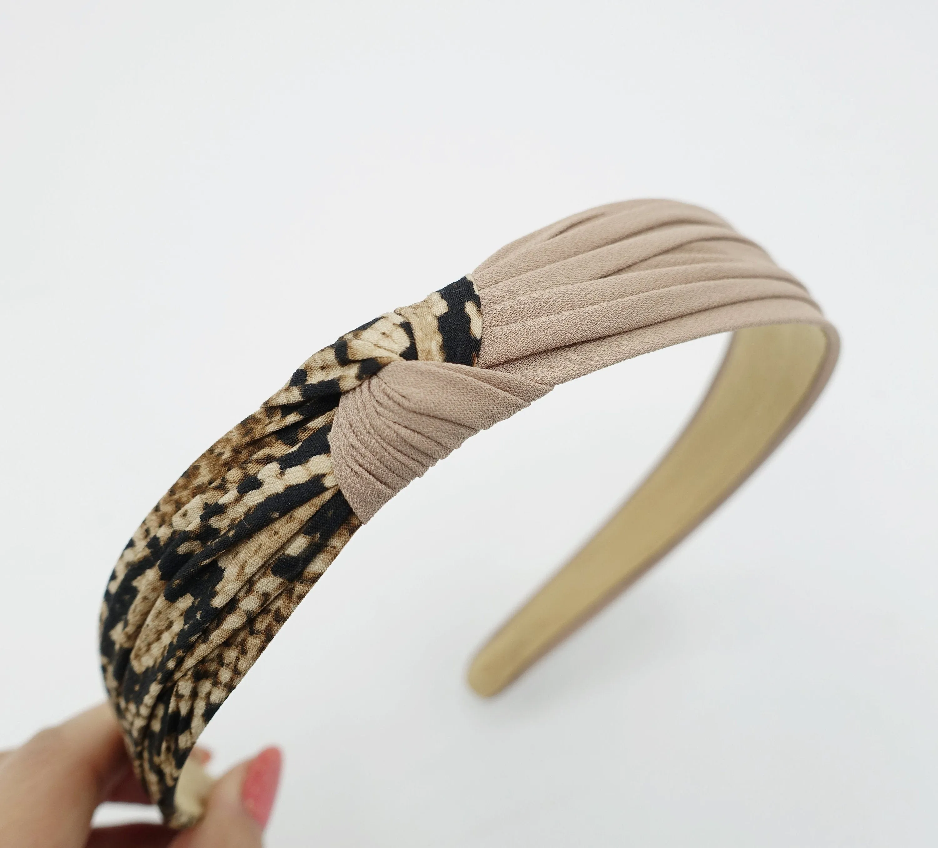 animal print headband two tone knotted hairband leopard python hair accessory for women