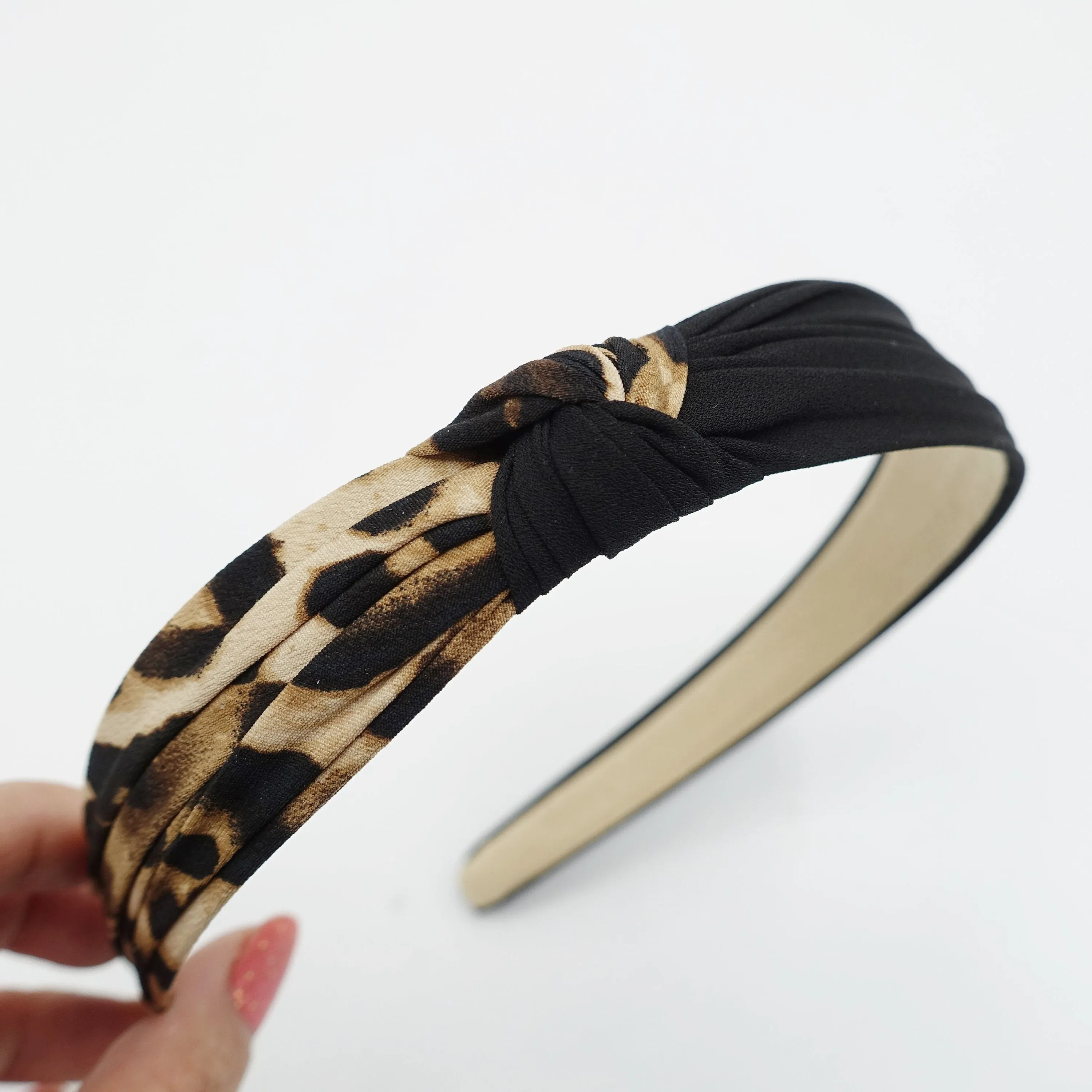 animal print headband two tone knotted hairband leopard python hair accessory for women