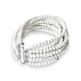 ANN LIGHTFOOT - 9 STRAND WHITE TURQUOISE CUFF BRACELET