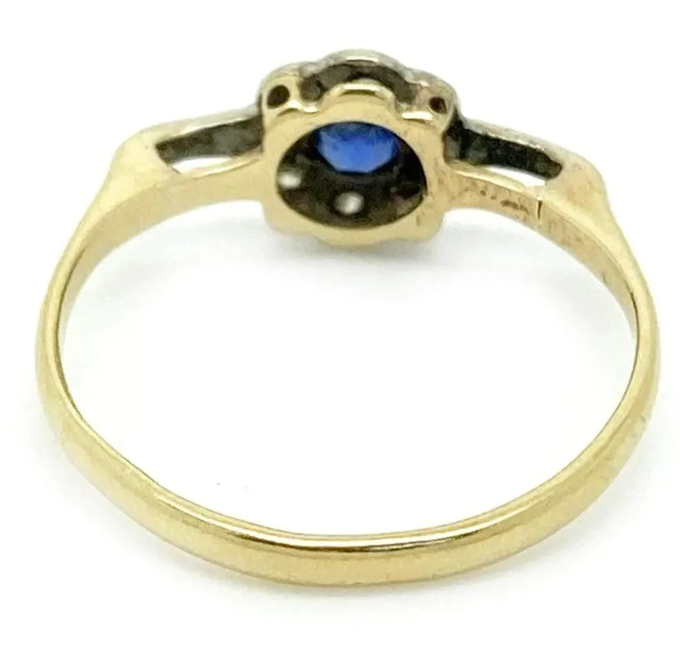 Antique Edwardian Sapphire Diamond 18ct Gold Ring