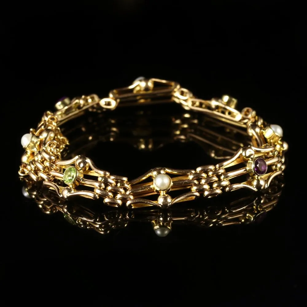 Antique Victorian Suffragette Bracelet 15Ct Gold Circa 1900