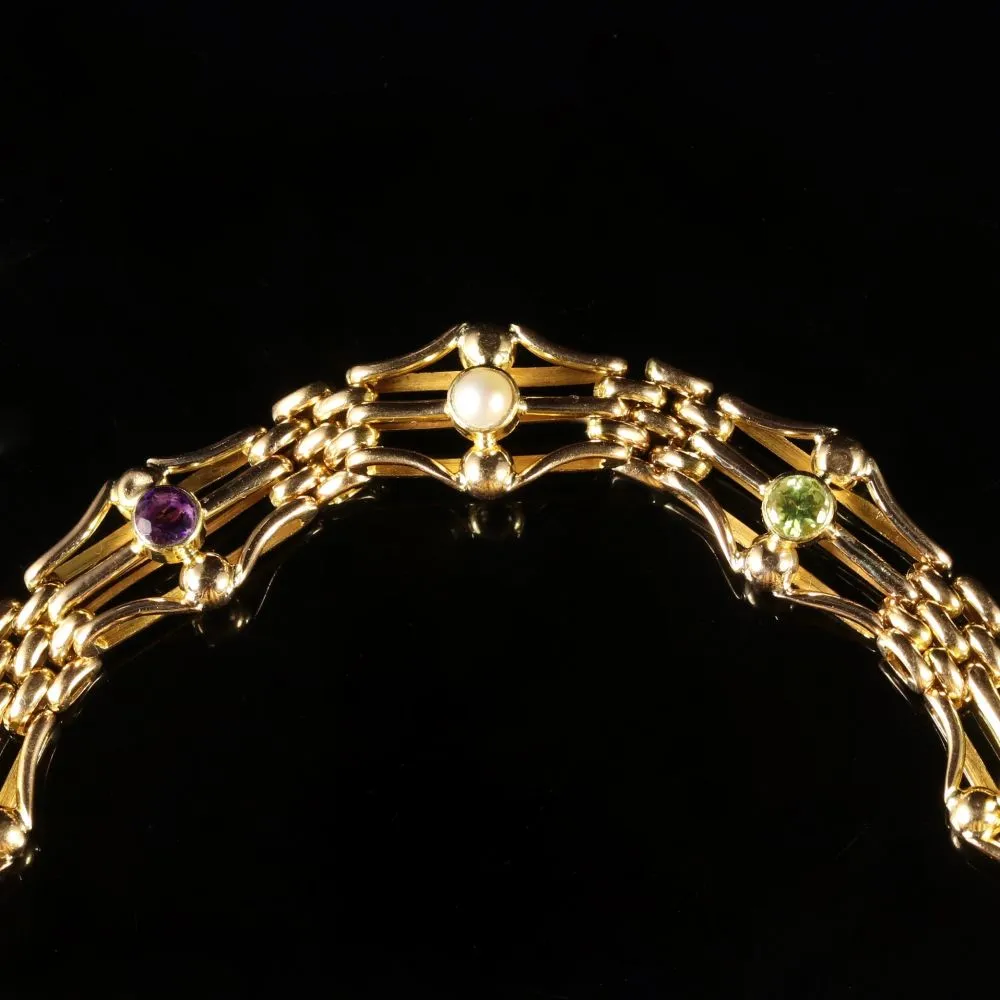 Antique Victorian Suffragette Bracelet 15Ct Gold Circa 1900