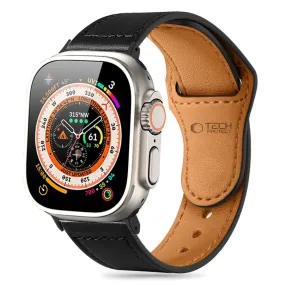 Apple Watch (38/40/SE/41/42mm) Tech-Protect Naturalfit Ægte Læder Urrem - Black