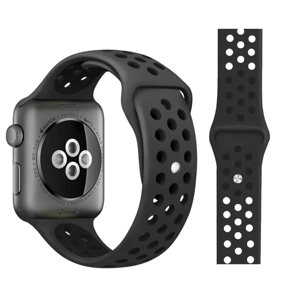 Apple Watch (38/40/SE/41/42mm) To-Farvet Silikone Rem - Sort