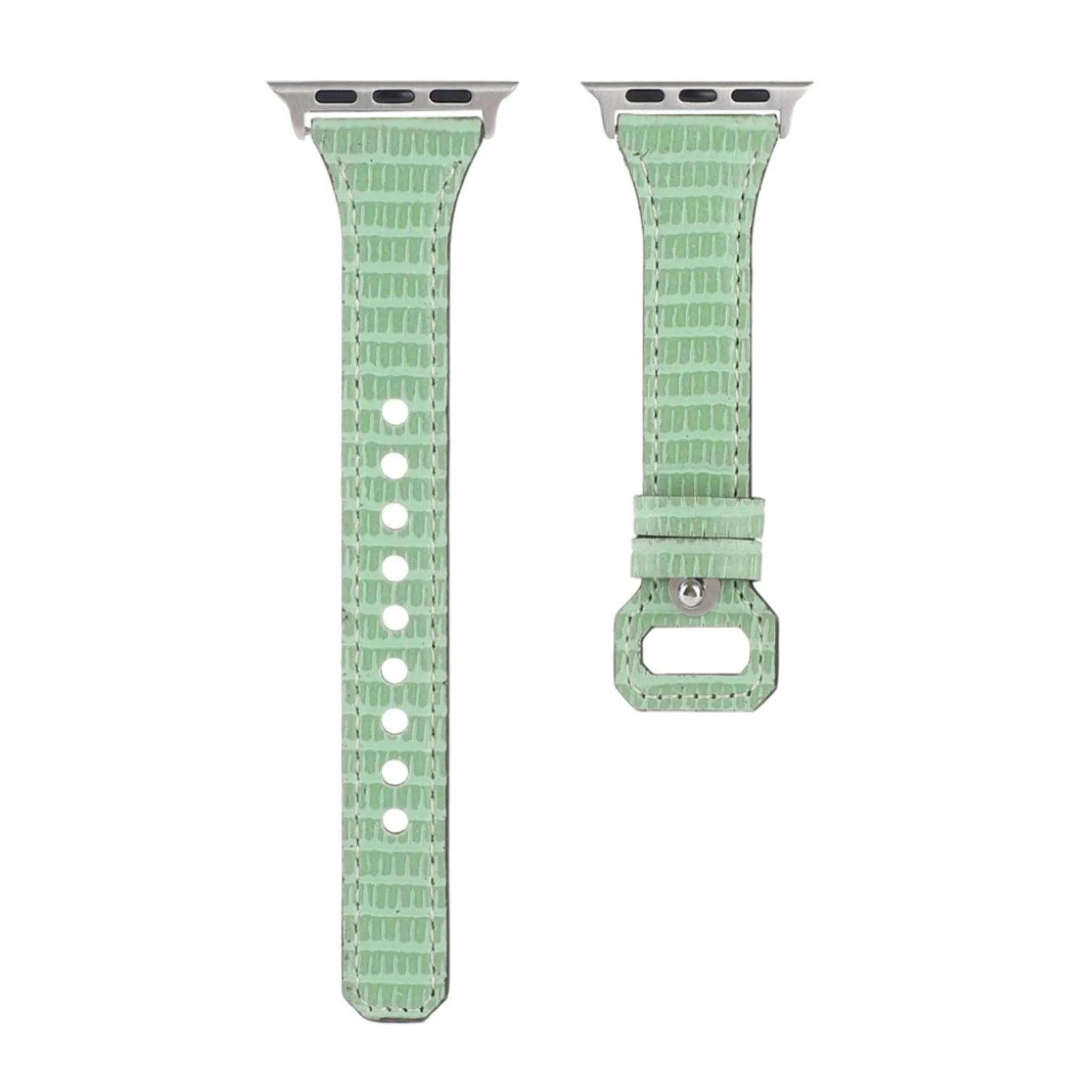 Apple Watch 40mm bamboo textured genuine leather watch strap - Green